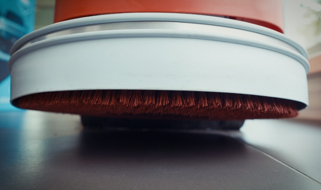 Close-up van een Red Grit schrobborstel